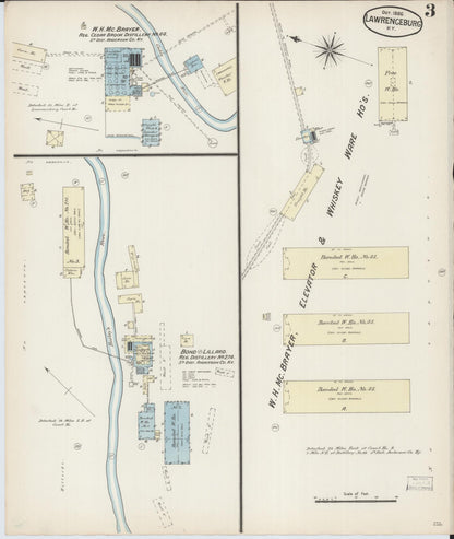 Sanborn Fire Insurance Map from Lawrenceburg, Anderson County, Kentucky (1886), Sheet #0003 - Complete Map Set gallery image, historic Sanborn map, vintage wall art, Kentucky Kentucky