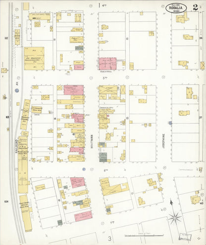 Sanborn Fire Insurance Map from Rosalia, Whitman County, Washington (1905), Sheet #0002 - Complete Map Set gallery image, historic Sanborn map, vintage wall art, Washington Washington
