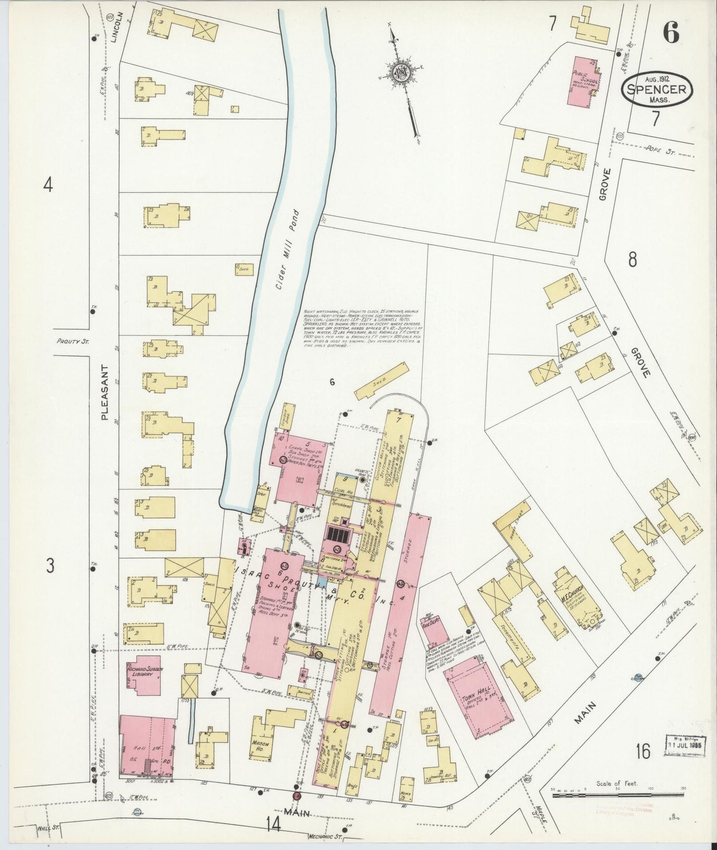 Sanborn Fire Insurance Map from Spencer, Worcester County, Massachusetts (1912), Sheet #0006 - Complete Map Set gallery image, historic Sanborn map, vintage wall art, Massachusetts Massachusetts