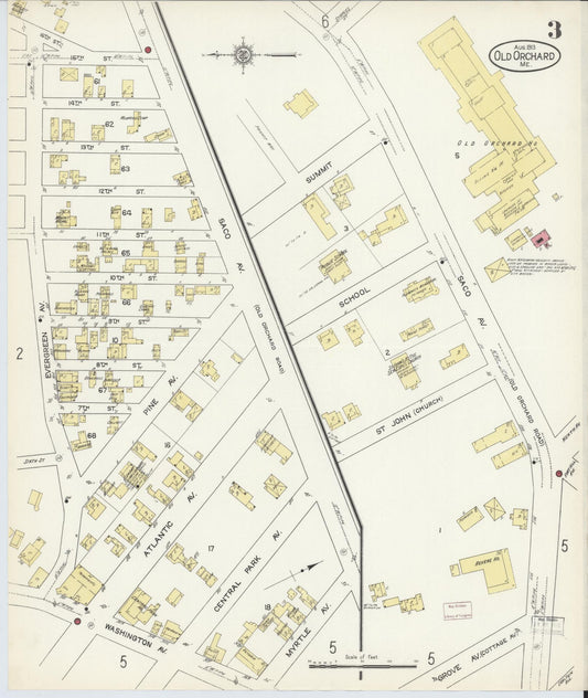 Sanborn Fire Insurance Map from Old Orchard, York County, Maine (1913), Sheet #0003 - Historic Sanborn Fire Insurance Map Print, vintage old map wall art, antique decor, genealogy gift, Maine Maine map