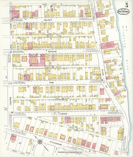 Sanborn Fire Insurance Map from Natrona, Allegheny County, Pennsylvania (1921), Sheet #0005 - Historic Sanborn Fire Insurance Map Print, vintage old map wall art, antique decor, genealogy gift, Pennsylvania Pennsylvania map