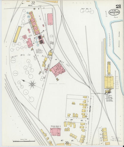 Sanborn Fire Insurance Map from Bradford, McKean County, Pennsylvania (1899), Sheet #0021 - Historic Sanborn Fire Insurance Map Print, vintage old map wall art, antique decor, genealogy gift, Pennsylvania Pennsylvania map