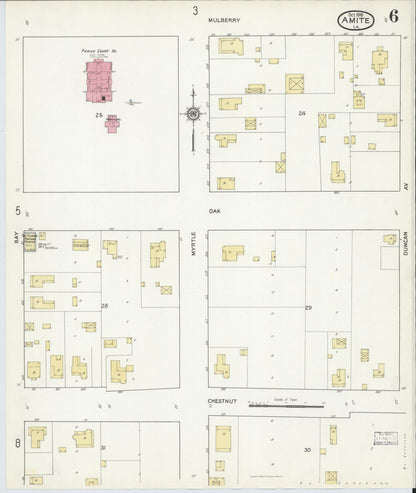 Sanborn Fire Insurance Map from Amite, Tangipahoa Parish, Louisiana (1916), Sheet #0006 - Complete Map Set gallery image, historic Sanborn map, vintage wall art, Louisiana Louisiana