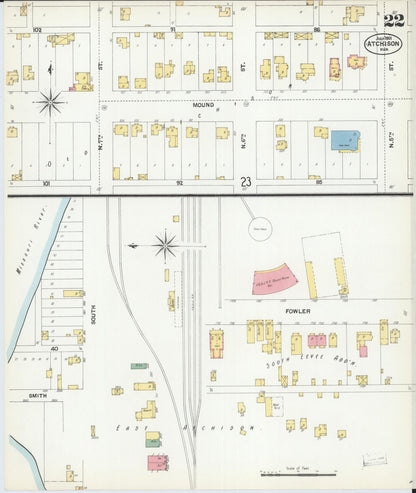 Sanborn Fire Insurance Map from Atchison, Atchison County, Kansas (1901), Sheet #0022 - Complete Map Set gallery image, historic Sanborn map, vintage wall art, Kansas Kansas
