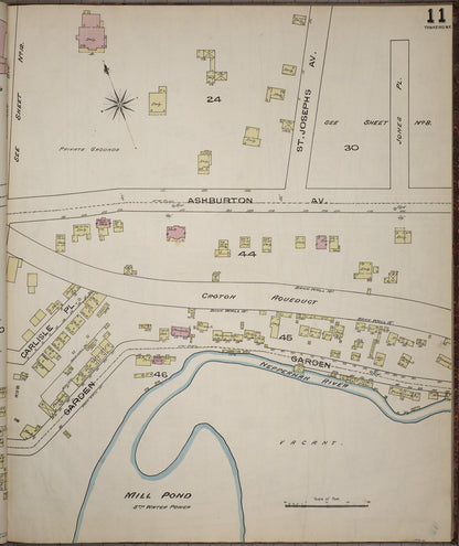 Sanborn Fire Insurance Map from Yonkers, Westchester County, New York (1886), Sheet #0011 - Historic Sanborn Fire Insurance Map Print, vintage old map wall art, antique decor, genealogy gift, New York New York map