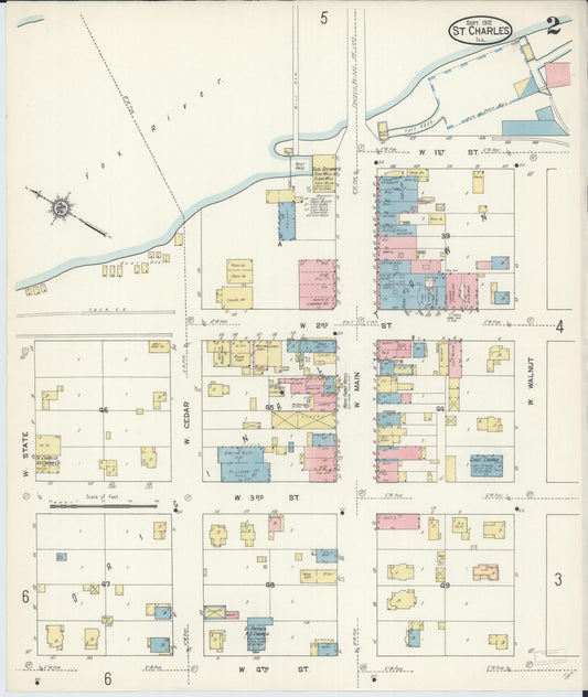 Sanborn Fire Insurance Map from Saint Charles, Kane County, Illinois (1912), Sheet #0002 - Historic Sanborn Fire Insurance Map Print, vintage old map wall art, antique decor, genealogy gift, Illinois Illinois map