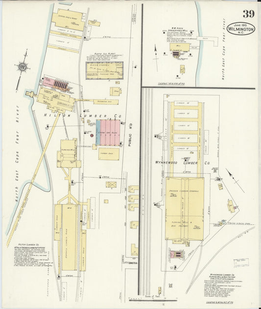 Sanborn Fire Insurance Map from Wilmington, New Hanover County, North Carolina (1910), Sheet #0039 - Historic Sanborn Fire Insurance Map Print, vintage old map wall art, antique decor, genealogy gift, North Carolina North Carolina map