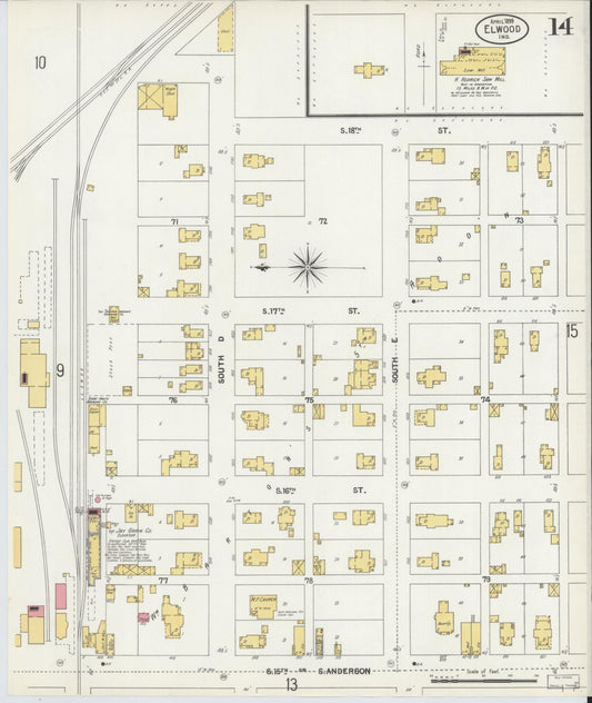 Sanborn Fire Insurance Map from Elwood, Madison County, Indiana (1899), Sheet #0014 - Historic Sanborn Fire Insurance Map Print, vintage old map wall art, antique decor, genealogy gift, Indiana Indiana map