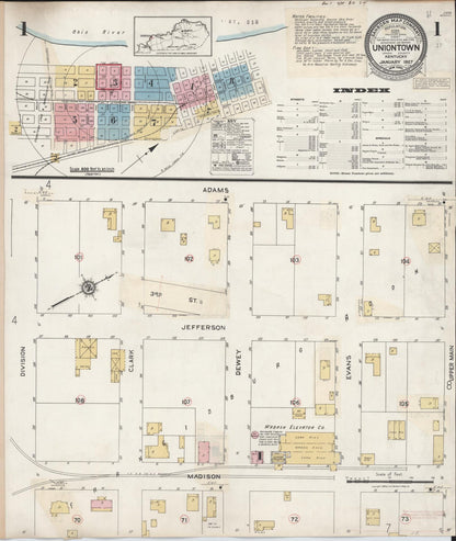 Sanborn Fire Insurance Map from Uniontown, Union County, Kentucky (1939), Sheet #0001 - Complete Map Set gallery image, historic Sanborn map, vintage wall art, Kentucky Kentucky