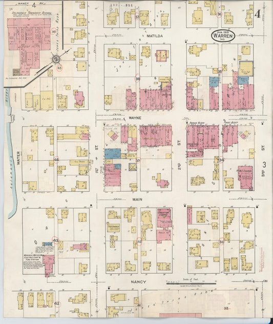 Sanborn Fire Insurance Map from Warren, Huntington County, Indiana (1932), Sheet #0004 - Historic Sanborn Fire Insurance Map Print, vintage old map wall art, antique decor, genealogy gift, Indiana Indiana map