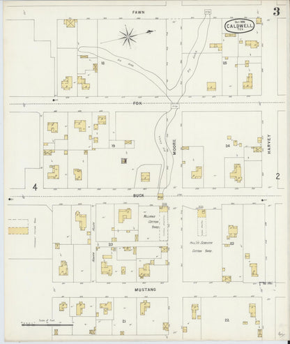 Sanborn Fire Insurance Map from Caldwell, Burleson County, Texas (1896), Sheet #0003 - Historic Sanborn Fire Insurance Map Print, vintage old map wall art, antique decor, genealogy gift, Texas Texas map