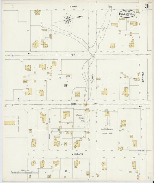 Sanborn Fire Insurance Map from Caldwell, Burleson County, Texas (1896), Sheet #0003 - Historic Sanborn Fire Insurance Map Print, vintage old map wall art, antique decor, genealogy gift, Texas Texas map