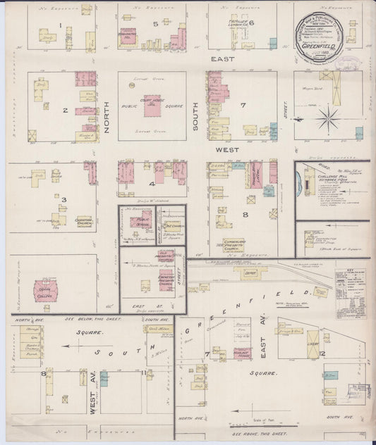 Sanborn Fire Insurance Map from Greenfield, Dade County, Missouri (1885), Sheet #0001 - Historic Sanborn Fire Insurance Map Print, vintage old map wall art, antique decor, genealogy gift, Missouri Missouri map