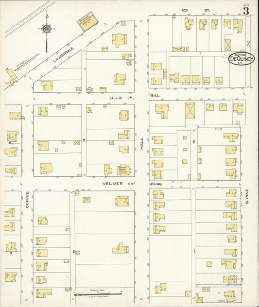 Sanborn Fire Insurance Map from De Quincy, Calcasieu Parish, Louisiana (1921), Sheet #0003 - Historic Sanborn Fire Insurance Map Print, vintage old map wall art, antique decor, genealogy gift, Louisiana Louisiana map