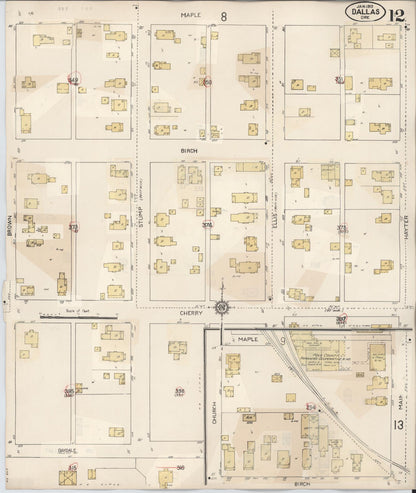 Sanborn Fire Insurance Map from Dallas, Polk County, Oregon (1939), Sheet #0012 - Complete Map Set gallery image, historic Sanborn map, vintage wall art, Oregon Oregon