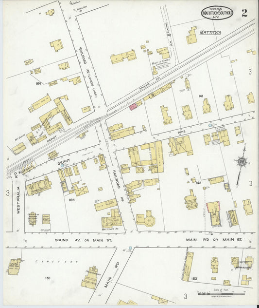 Sanborn Fire Insurance Map from Mattituck-southold, Suffolk County, New York (1920), Sheet #0002 - Historic Sanborn Fire Insurance Map Print, vintage old map wall art, antique decor, genealogy gift, New York New York map