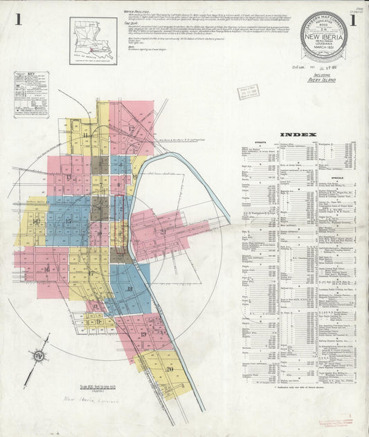 Sanborn Fire Insurance Map from New Iberia, Iberia Parish, Louisiana. (1931) – Historic Sanborn Fire Insurance Map Print