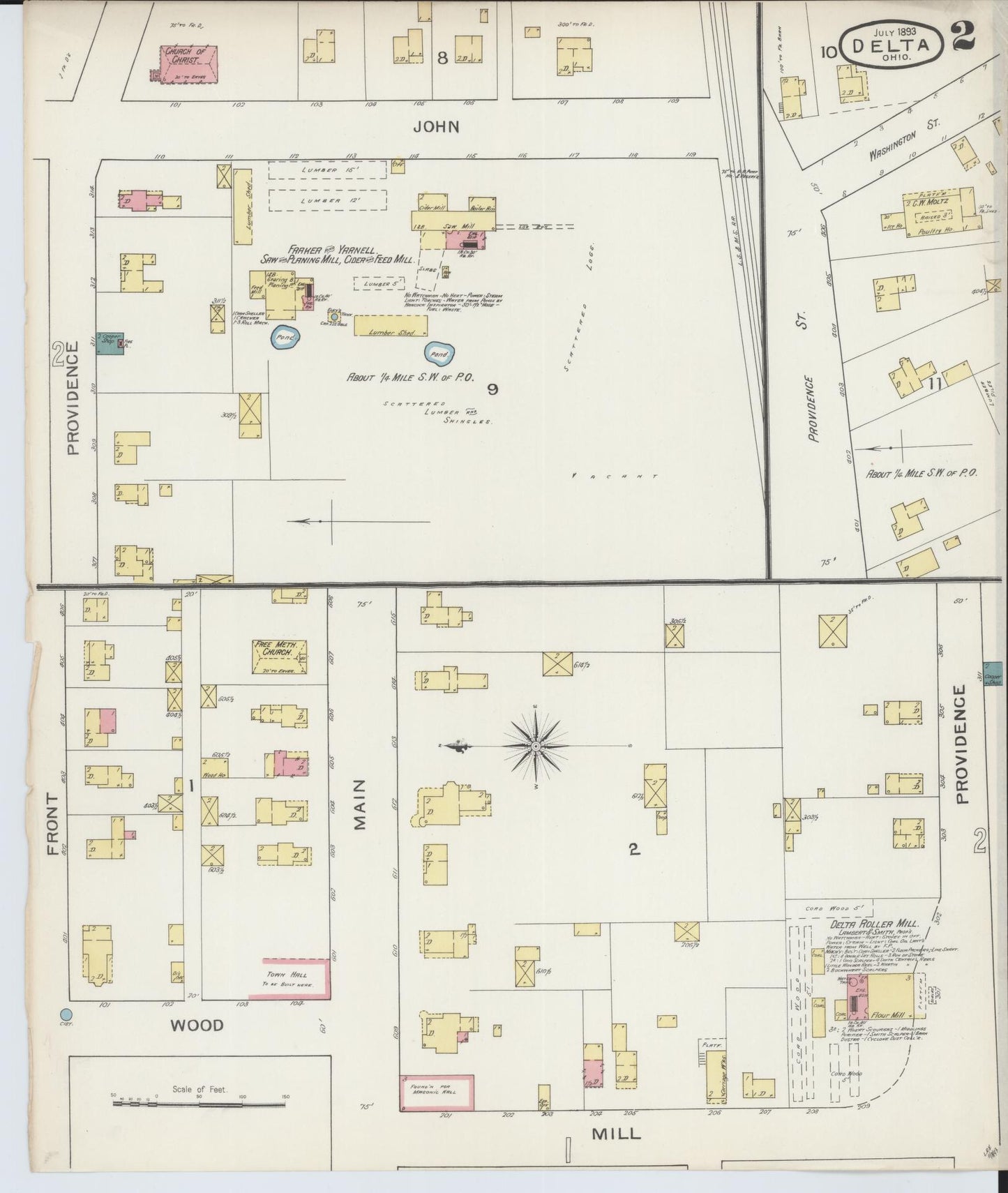 Sanborn Fire Insurance Map from Delta, Fulton County, Ohio (1893), Sheet #0002 - Complete Map Set gallery image, historic Sanborn map, vintage wall art, Ohio Ohio