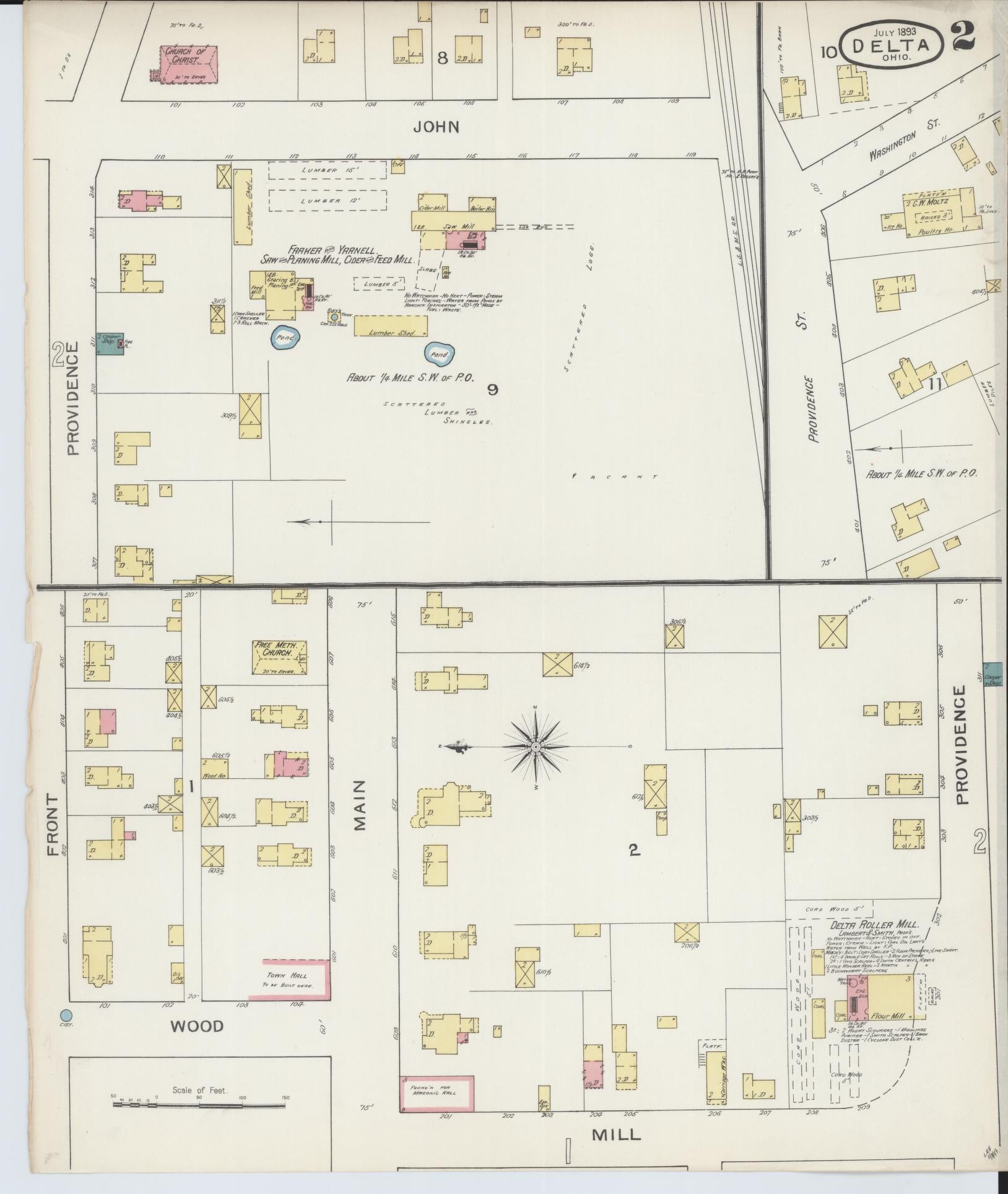 Sanborn Fire Insurance Map from Delta, Fulton County, Ohio (1893), Sheet #0002 - Complete Map Set gallery image, historic Sanborn map, vintage wall art, Ohio Ohio