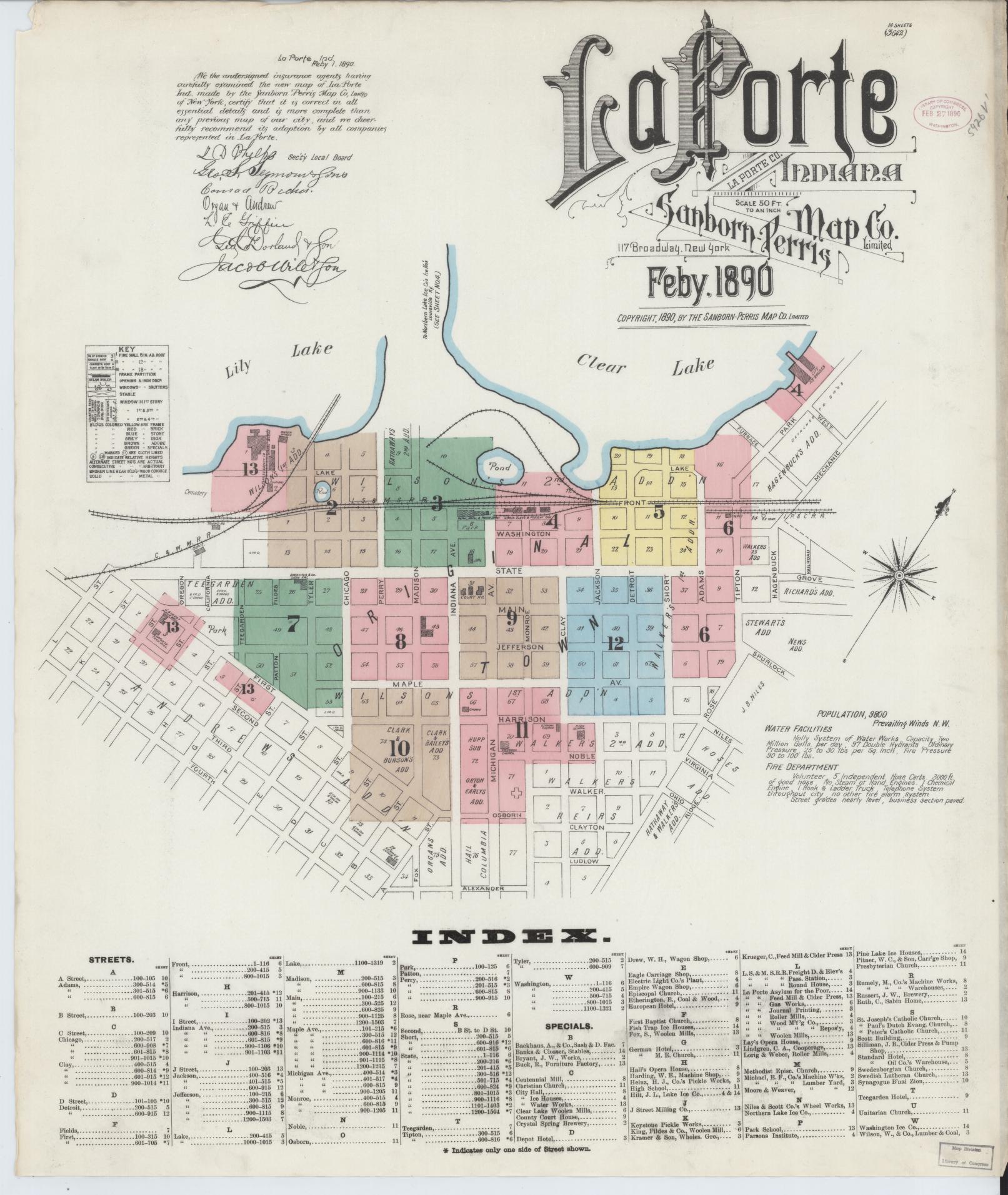 Sanborn Fire Insurance Map from La Porte, La Porte County, Indiana (1890), Sheet #0001 - Complete Map Set gallery image, historic Sanborn map, vintage wall art, Indiana Indiana