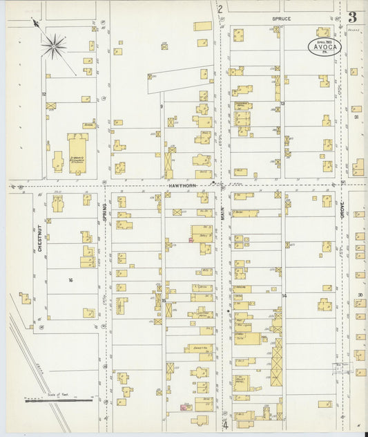 Sanborn Fire Insurance Map from Avoca, Luzerne County, Pennsylvania (1903), Sheet #0003 - Historic Sanborn Fire Insurance Map Print, vintage old map wall art, antique decor, genealogy gift, Pennsylvania Pennsylvania map