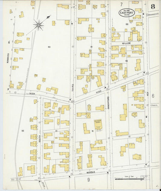 Sanborn Fire Insurance Map from Eastport, Washington County, Maine (1903), Sheet #0008 - Historic Sanborn Fire Insurance Map Print, vintage old map wall art, antique decor, genealogy gift, Maine Maine map
