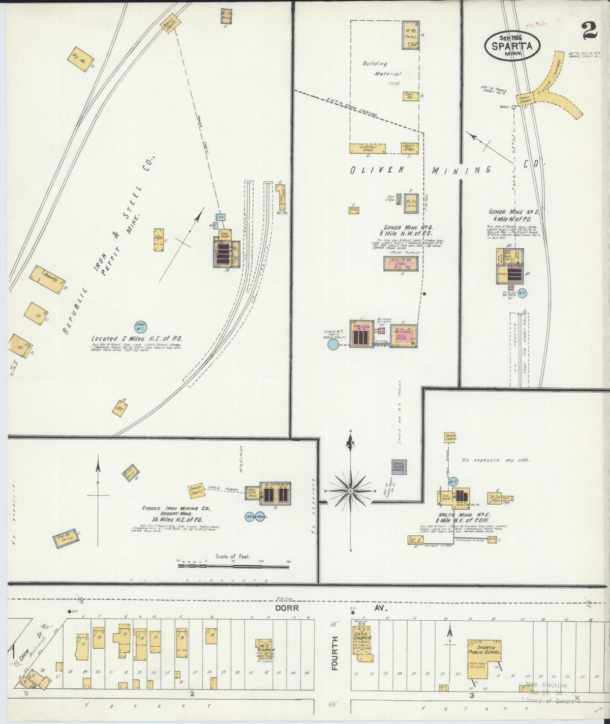 Sanborn Fire Insurance Map from Sparta, Saint Louis County, Minnesota (1906), Sheet #0002 - Historic Sanborn Fire Insurance Map Print, vintage old map wall art, antique decor, genealogy gift, Minnesota Minnesota map