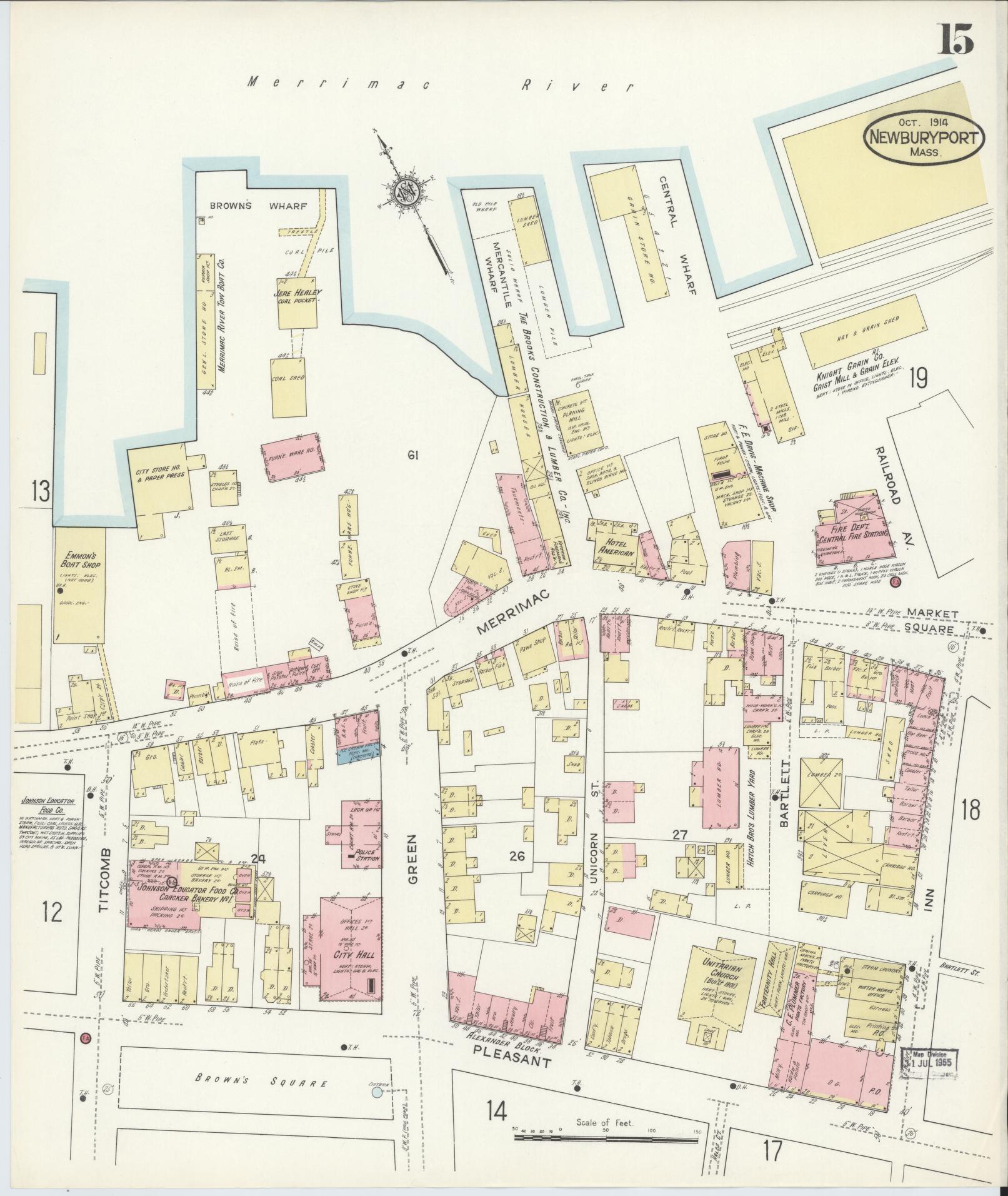 Sanborn Fire Insurance Map from Newburyport, Essex County, Massachusetts (1914), Sheet #0015 - Complete Map Set gallery image, historic Sanborn map, vintage wall art, Massachusetts Massachusetts