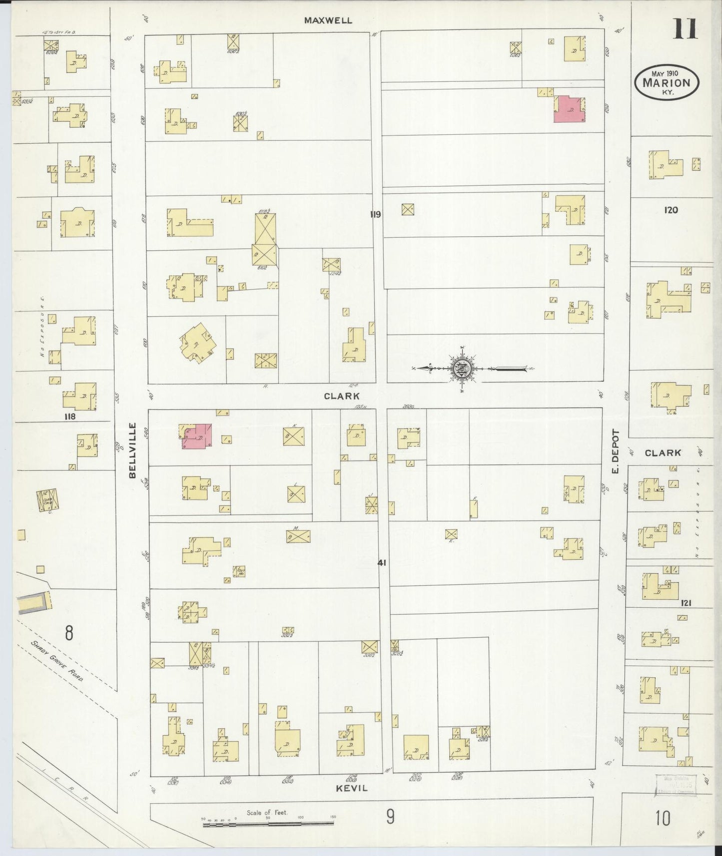 Sanborn Fire Insurance Map from Marion, Crittenden County, Kentucky (1910), Sheet #0011 - Historic Sanborn Fire Insurance Map Print, vintage old map wall art, antique decor, genealogy gift, Kentucky Kentucky map