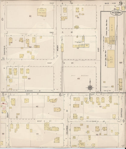 Sanborn Fire Insurance Map from Goldendale, Klickitat County, Washington (1941), Sheet #0009 - Complete Map Set gallery image, historic Sanborn map, vintage wall art, Washington Washington