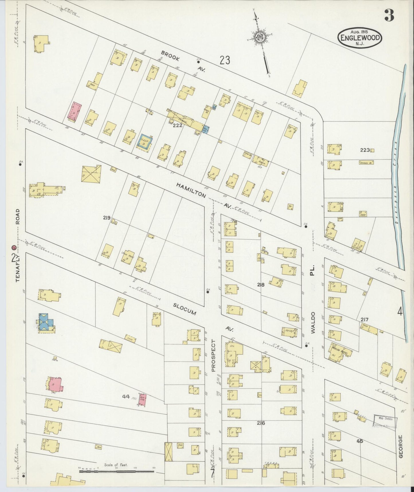 Sanborn Fire Insurance Map from Englewood, Bergen County, New Jersey (1915), Sheet #0003 - Complete Map Set gallery image, historic Sanborn map, vintage wall art, New Jersey New Jersey