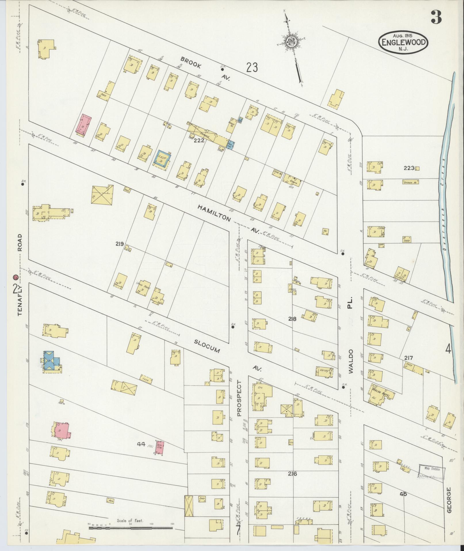 Sanborn Fire Insurance Map from Englewood, Bergen County, New Jersey (1915), Sheet #0003 - Complete Map Set gallery image, historic Sanborn map, vintage wall art, New Jersey New Jersey