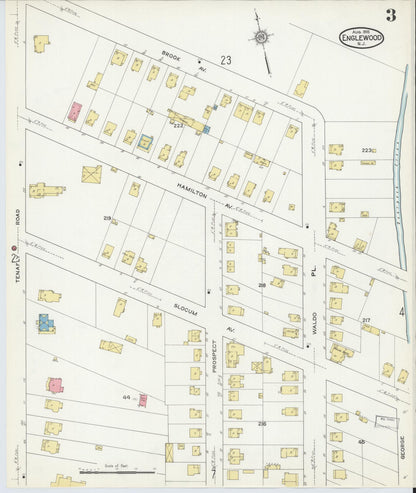 Sanborn Fire Insurance Map from Englewood, Bergen County, New Jersey (1915), Sheet #0003 - Complete Map Set gallery image, historic Sanborn map, vintage wall art, New Jersey New Jersey
