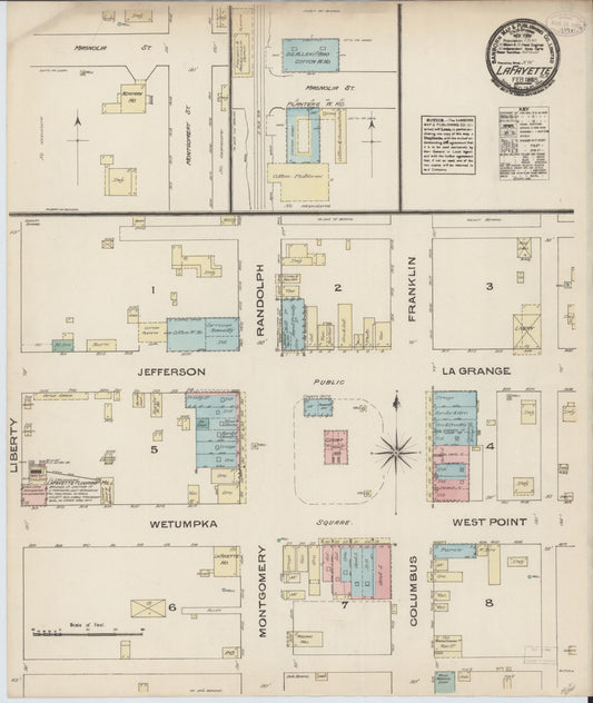 Sanborn Fire Insurance Map from Lafayette, Chambers County, Alabama (1885), Sheet #0001 - Historic Sanborn Fire Insurance Map Print, vintage old map wall art, antique decor, genealogy gift, Alabama Alabama map