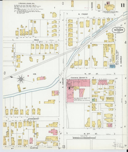 Sanborn Fire Insurance Map from Newark, Licking County, Ohio (1899), Sheet #0011 - Historic Sanborn Fire Insurance Map Print, vintage old map wall art, antique decor, genealogy gift, Ohio Ohio map