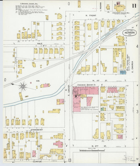 Sanborn Fire Insurance Map from Newark, Licking County, Ohio (1899), Sheet #0011 - Historic Sanborn Fire Insurance Map Print, vintage old map wall art, antique decor, genealogy gift, Ohio Ohio map