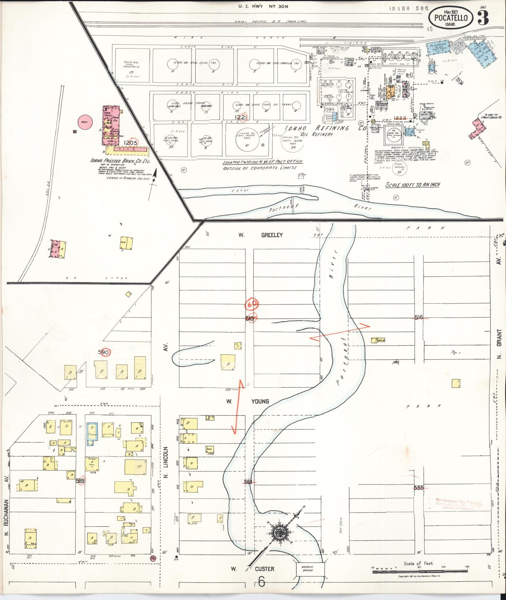 Sanborn Fire Insurance Map from Pocatello, Bannock County, Idaho (1948), Sheet #0003 - Complete Map Set gallery image, historic Sanborn map, vintage wall art, Idaho Idaho