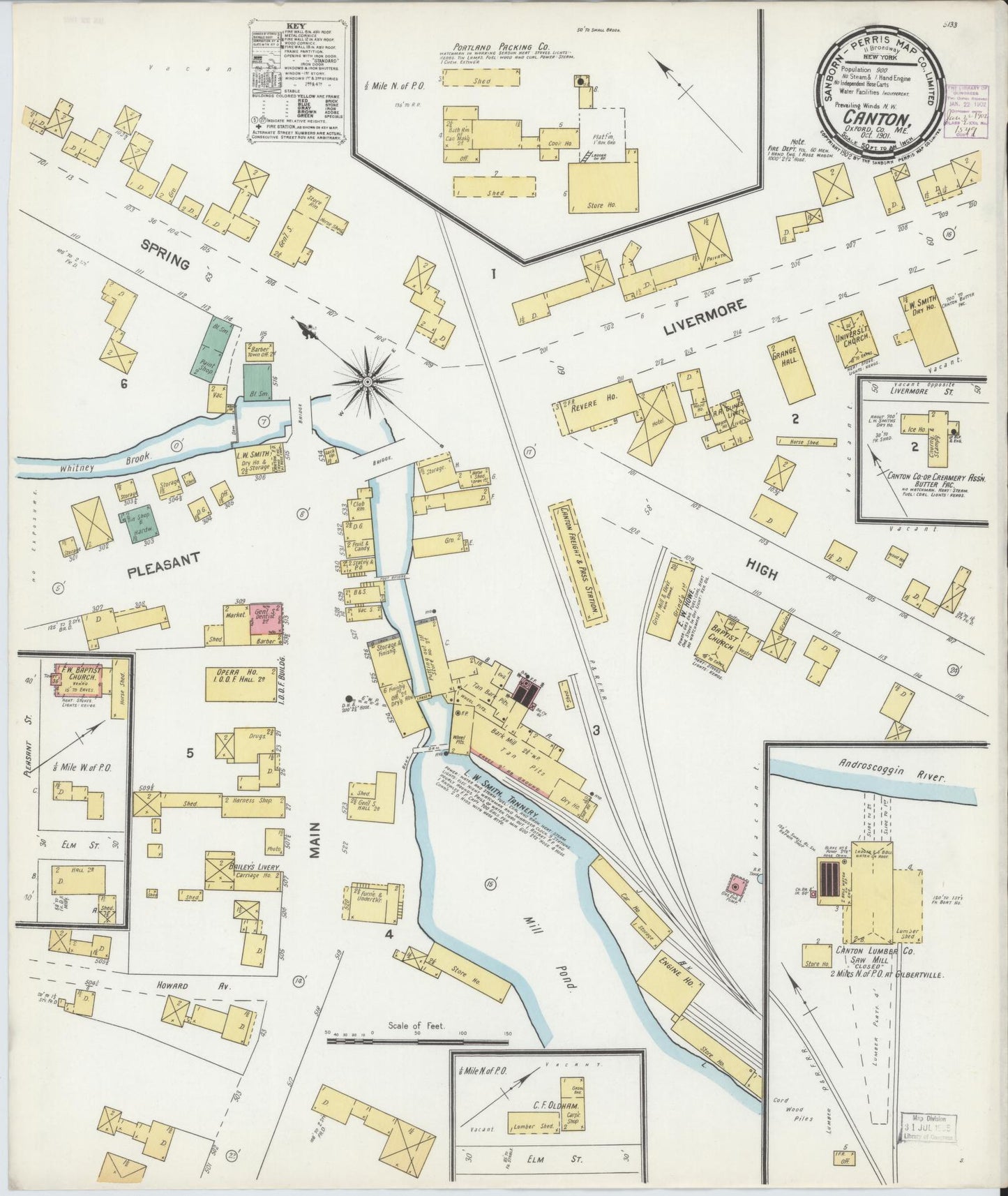 Sanborn Fire Insurance Map from Canton, Oxford County, Maine. (1901) – Historic Sanborn Fire Insurance Map Print