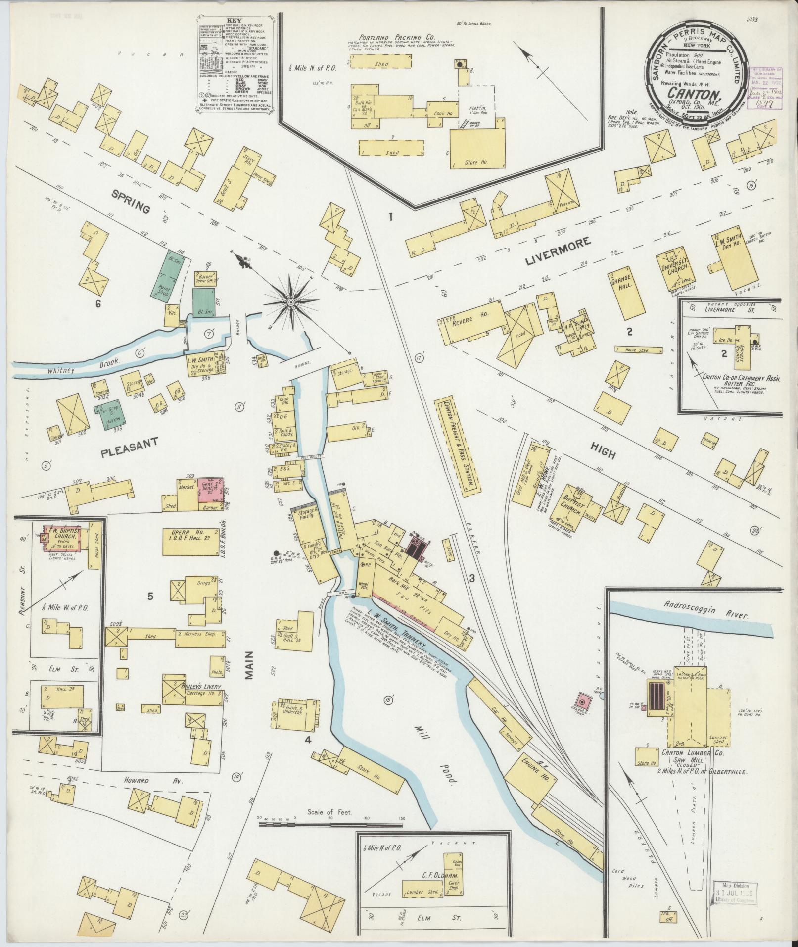 Sanborn Fire Insurance Map from Canton, Oxford County, Maine. (1901) – Historic Sanborn Fire Insurance Map Print