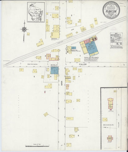 Sanborn Fire Insurance Map from Rubicon, Dodge County, Wisconsin (1912), Sheet #0001 - Historic Sanborn Fire Insurance Map Print, vintage old map wall art, antique decor, genealogy gift, Wisconsin Wisconsin map