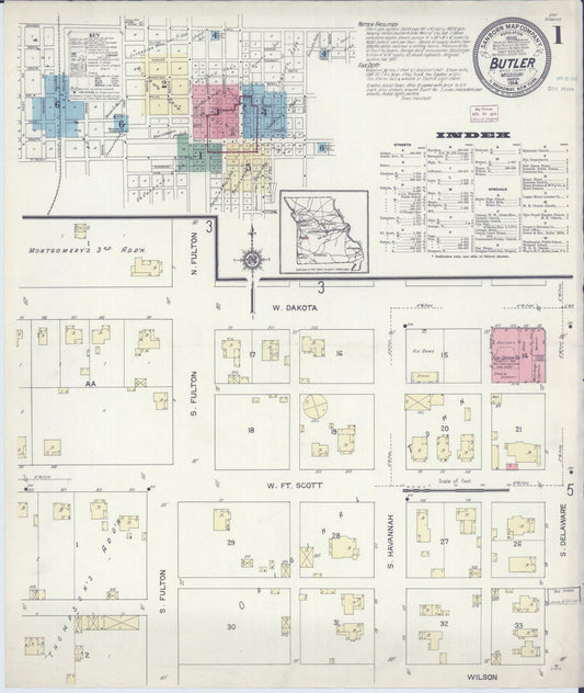 Sanborn Fire Insurance Map from Butler, Bates County, Missouri. (1914) – Historic Sanborn Fire Insurance Map Print