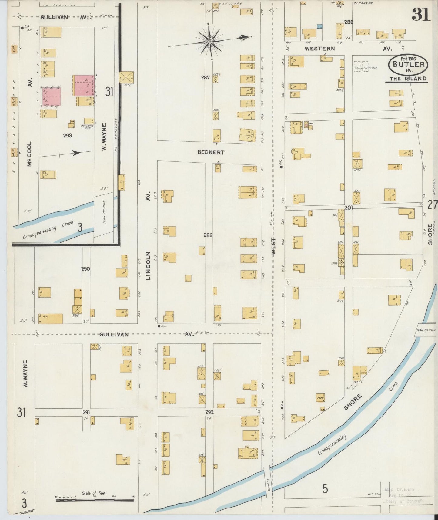 Sanborn Fire Insurance Map from Butler, Butler County, Pennsylvania (1906), Sheet #0031 - Historic Sanborn Fire Insurance Map Print, vintage old map wall art, antique decor, genealogy gift, Pennsylvania Pennsylvania map