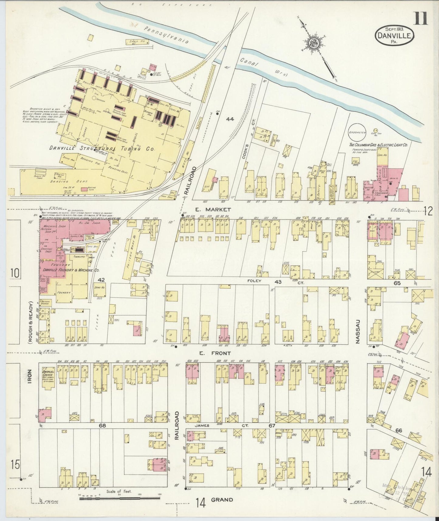 Sanborn Fire Insurance Map from Danville, Montour County, Pennsylvania (1913), Sheet #0011 - Historic Sanborn Fire Insurance Map Print, vintage old map wall art, antique decor, genealogy gift, Pennsylvania Pennsylvania map