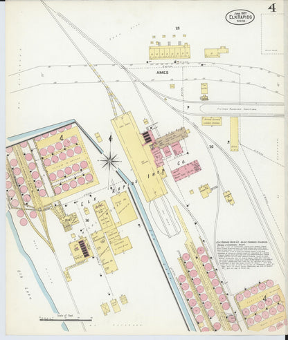 Sanborn Fire Insurance Map from Elk Rapids, Antrim County, Michigan (1907), Sheet #0004 - Historic Sanborn Fire Insurance Map Print, vintage old map wall art, antique decor, genealogy gift, Michigan Michigan map