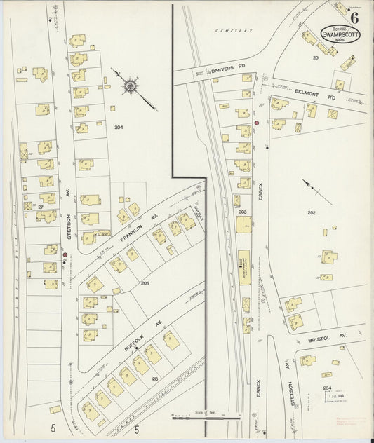 Sanborn Fire Insurance Map from Swampscott, Essex County, Massachusetts (1913), Sheet #0006 - Historic Sanborn Fire Insurance Map Print, vintage old map wall art, antique decor, genealogy gift, Massachusetts Massachusetts map
