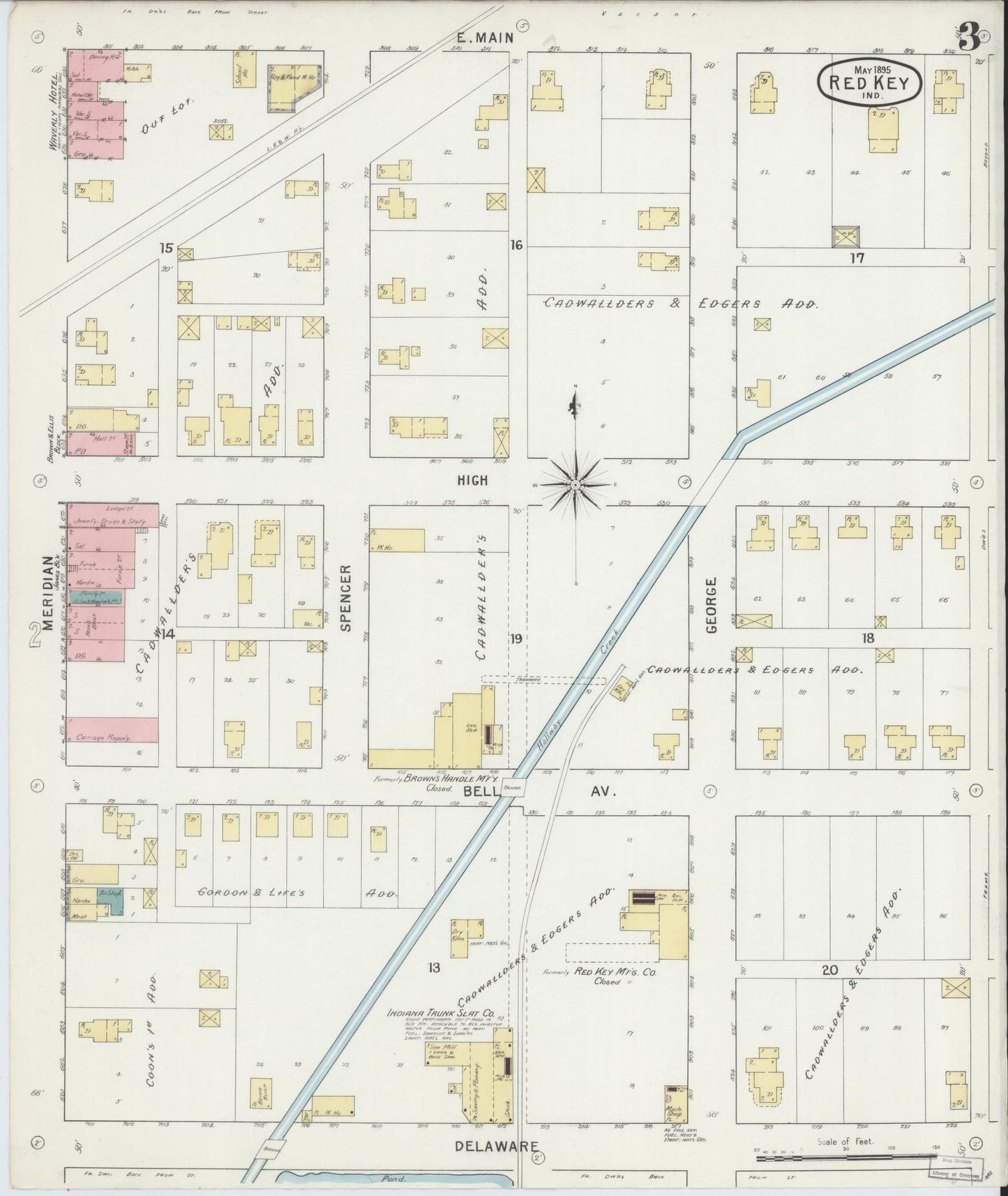 Sanborn Fire Insurance Map from Redkey, Jay County, Indiana (1895), Sheet #0003 - Complete Map Set gallery image, historic Sanborn map, vintage wall art, Indiana Indiana