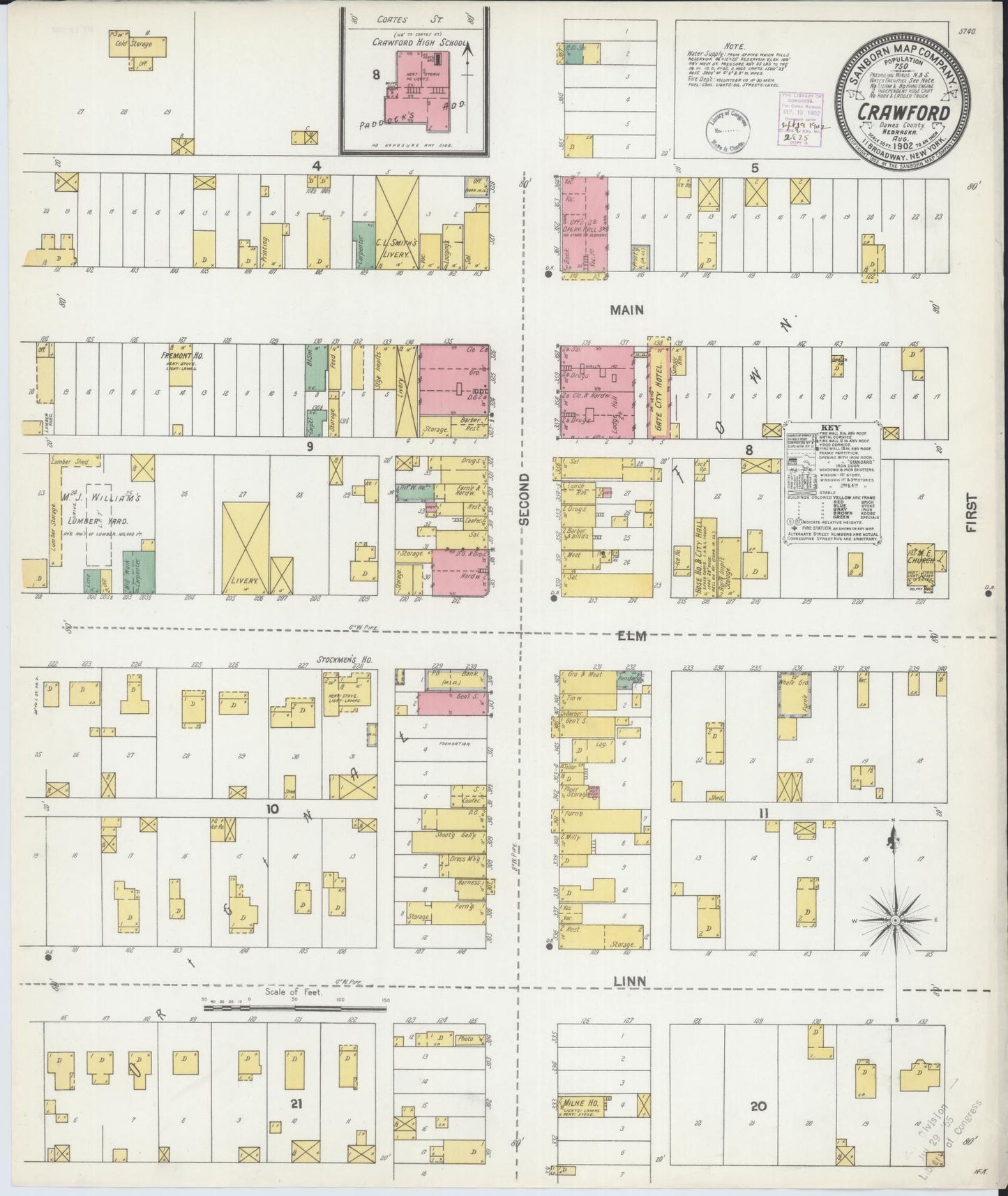 Sanborn Fire Insurance Map from Crawford, Dawes County, Nebraska (1902), Sheet #0001 - Historic Sanborn Fire Insurance Map Print, vintage old map wall art, antique decor, genealogy gift, Nebraska Nebraska map