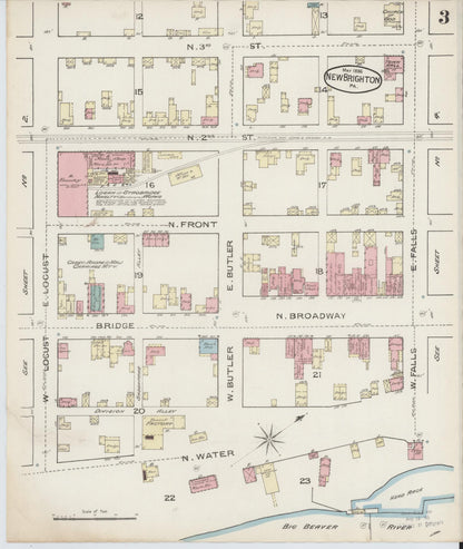 Sanborn Fire Insurance Map from New Brighton, Beaver County, Pennsylvania (1886), Sheet #0003 - Complete Map Set gallery image, historic Sanborn map, vintage wall art, Pennsylvania Pennsylvania