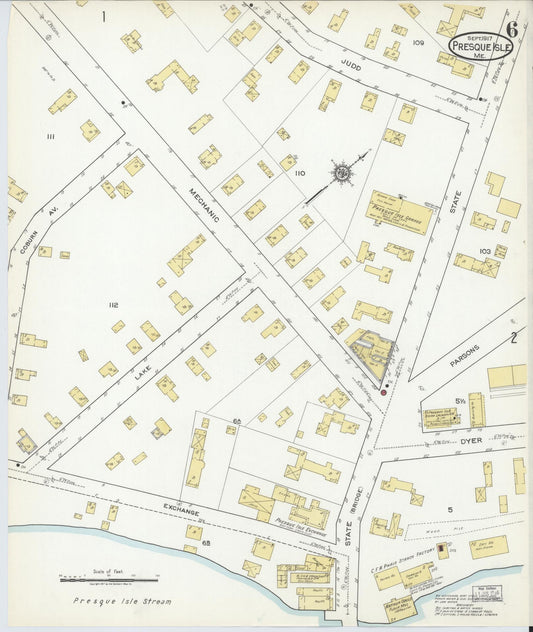 Sanborn Fire Insurance Map from Presque Isle, Aroostook County, Maine (1917), Sheet #0006 - Historic Sanborn Fire Insurance Map Print, vintage old map wall art, antique decor, genealogy gift, Maine Maine map