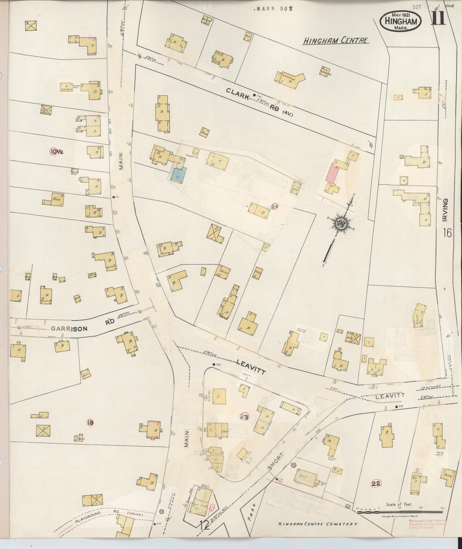 Sanborn Fire Insurance Map from Hingham, Plymouth County, Massachusetts (1948), Sheet #0011 - Historic Sanborn Fire Insurance Map Print, vintage old map wall art, antique decor, genealogy gift, Massachusetts Massachusetts map